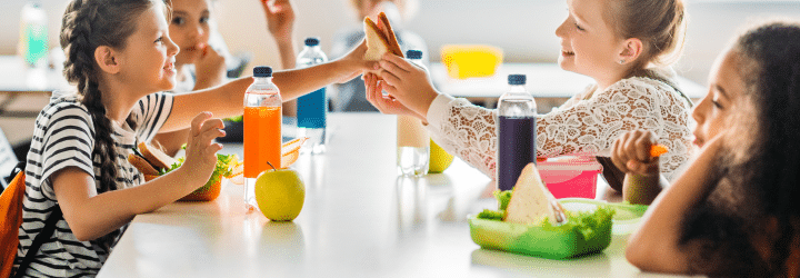 Children eating in a School Cafeteria