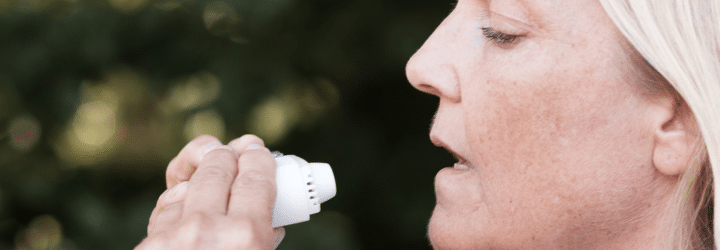Elderly Woman Struggling with Asthma